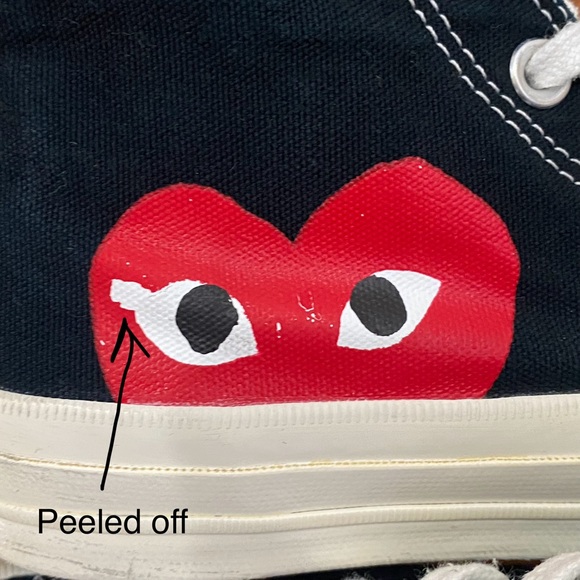 CONVERSE X Comme des Garçons PLAY High Top Chuck 70 Unisex Sneakers Women’s 7 - Picture 13 of 16